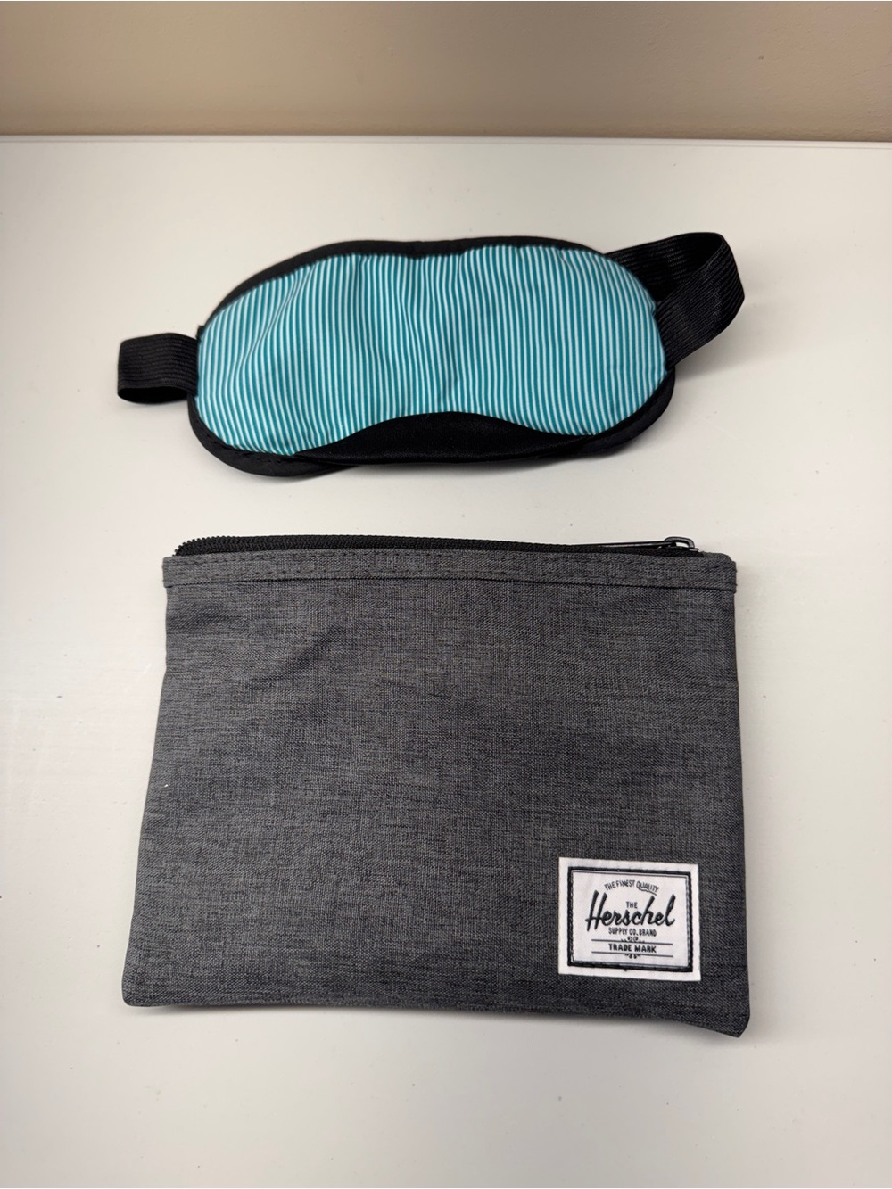 Herschel Westjet Gray Zip Pouch with Sleep Mask
